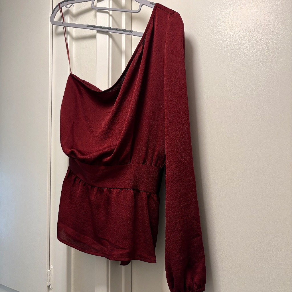 Express One Sleeve Party Blouse - Ruby Red - Size Small